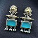 Maharani Jewels Regal Finish 2-Tone Plated Pota Stone And Pearl Dangler Earrings