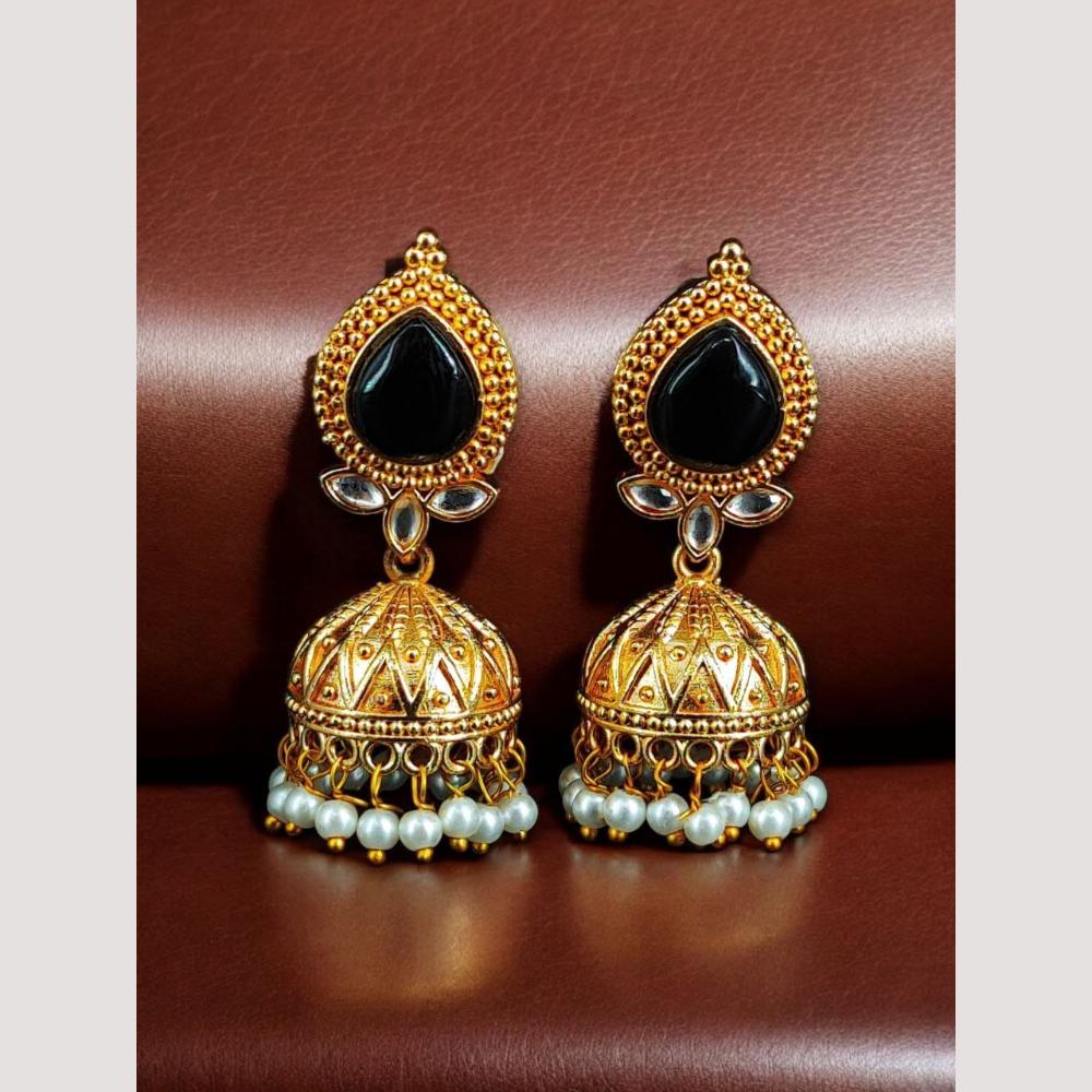 Maharani Jewels Classic Pota Stone Pearl Jhumki Earrings