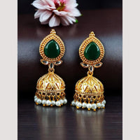 Maharani Jewels Classic Pota Stone Pearl Jhumki Earrings