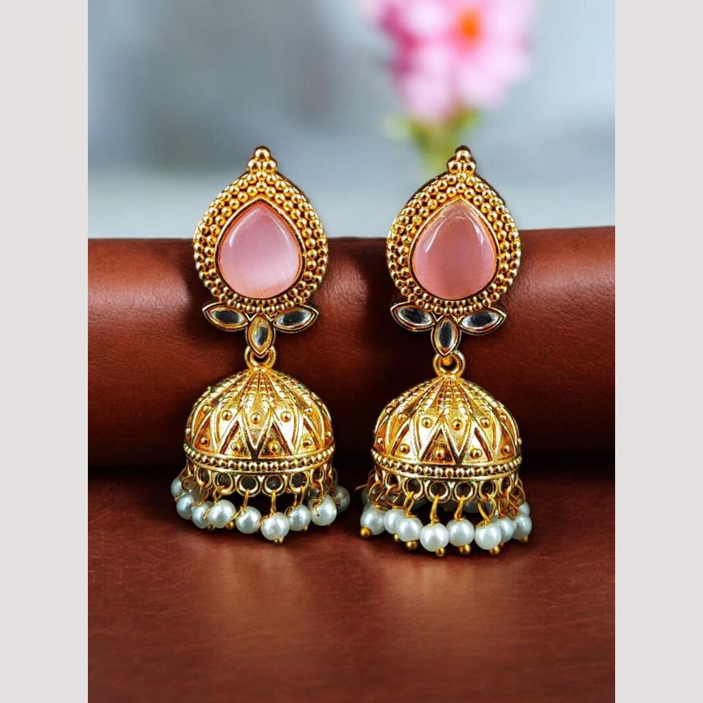 Maharani Jewels Classic Pota Stone Pearl Jhumki Earrings
