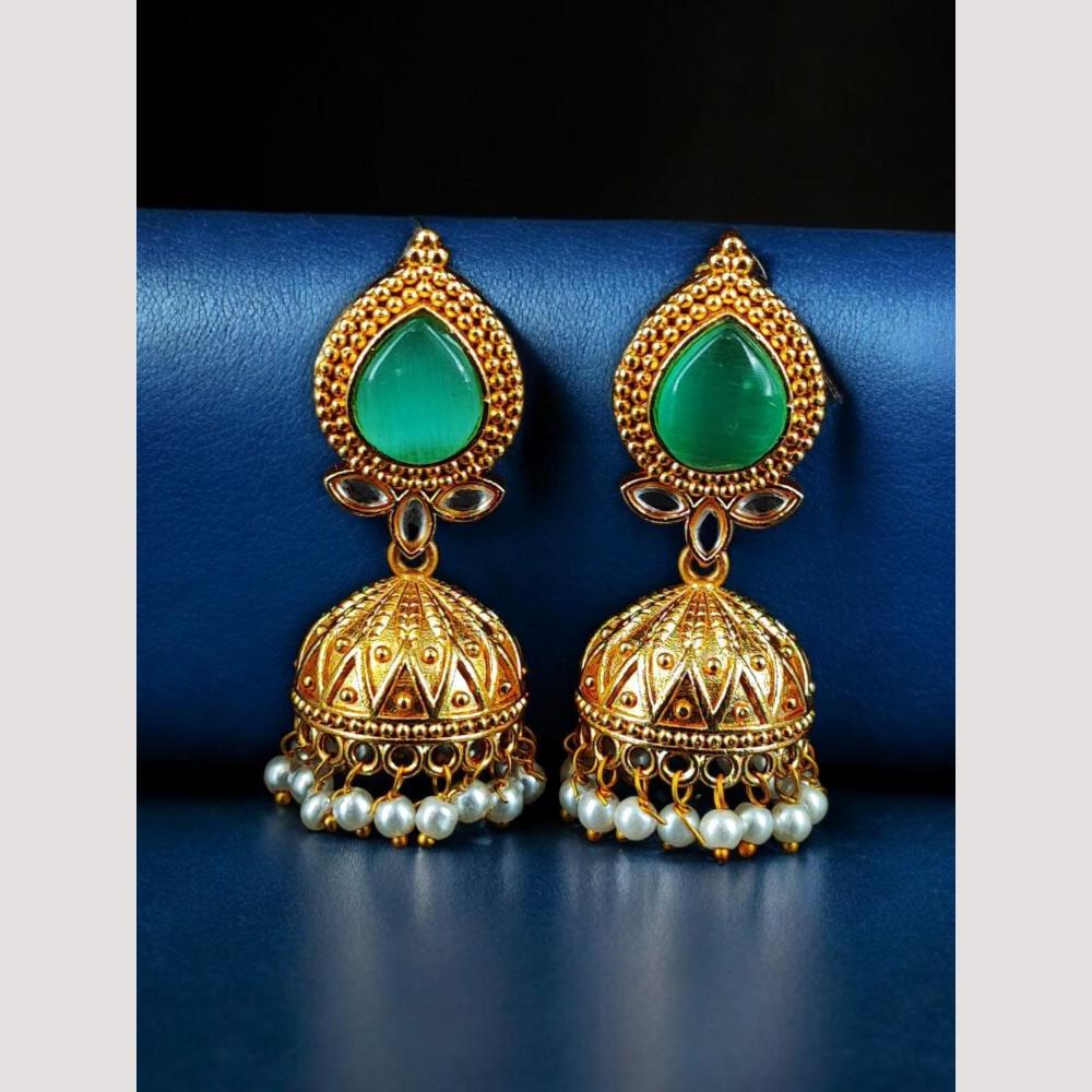 Maharani Jewels Classic Pota Stone Pearl Jhumki Earrings