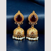 Maharani Jewels Classic Pota Stone Pearl Jhumki Earrings