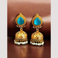 Maharani Jewels Classic Pota Stone Pearl Jhumki Earrings