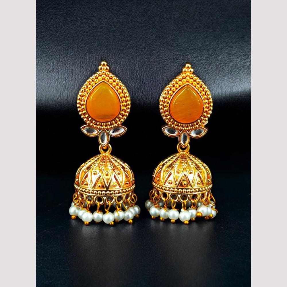 Maharani Jewels Classic Pota Stone Pearl Jhumki Earrings