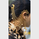 Maharani Jewels Designer Pota Stone Kashmiri Jhumki Kaanchain Earrings