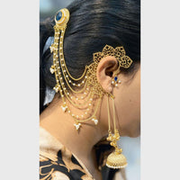 Maharani Jewels Designer Pota Stone Kashmiri Jhumki Kaanchain Earrings