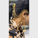 Maharani Jewels Designer Pota Stone Kashmiri Jhumki Kaanchain Earrings