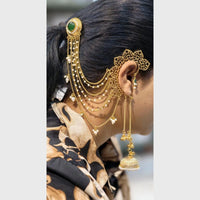 Maharani Jewels Designer Pota Stone Kashmiri Jhumki Kaanchain Earrings