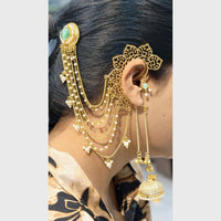 Maharani Jewels Designer Pota Stone Kashmiri Jhumki Kaanchain Earrings