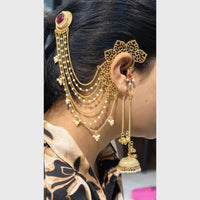 Maharani Jewels Designer Pota Stone Kashmiri Jhumki Kaanchain Earrings