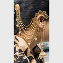 Maharani Jewels Designer Pota Stone Kashmiri Jhumki Kaanchain Earrings