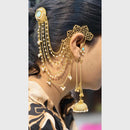 Maharani Jewels Designer Pota Stone Kashmiri Jhumki Kaanchain Earrings