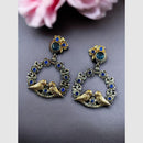 Maharani Jewels Dual Tone Bird Design Pota Stone Hanging Earrings