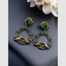 Maharani Jewels Dual Tone Bird Design Pota Stone Hanging Earrings