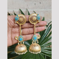 Maharani Jewels Designer Pota Stone Pearl Jhumki Earrings