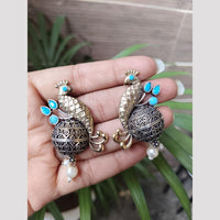 Maharani Jewels 2 Tone Plated Pota Stone And Pearl Dangler Earrings