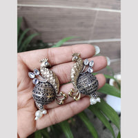Maharani Jewels 2 Tone Plated Pota Stone And Pearl Dangler Earrings