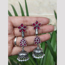 Maharani Jewels Oxidised Plated Ethnic Pota Stone And Pearl Jhumki Earrings