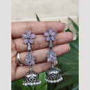 Maharani Jewels Oxidised Plated Ethnic Pota Stone And Pearl Jhumki Earrings