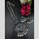 Maharani Jewels Oxidised Plated Heritage Pota Stone Pearl Long Necklace Set