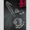 Maharani Jewels Oxidised Plated Heritage Pota Stone Pearl Long Necklace Set