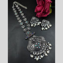 Maharani Jewels Oxidised Plated Heritage Pota Stone Pearl Long Necklace Set