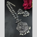 Maharani Jewels Oxidised Plated Heritage Pota Stone Pearl Long Necklace Set