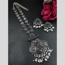 Maharani Jewels Oxidised Plated Heritage Pota Stone Pearl Long Necklace Set
