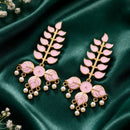 Maharani Jewels Elegance Pota Stone And Meenakari Pearl Dangler Earrings