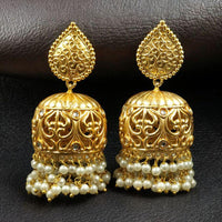 Maharani Jewels Grace Pota Stone And Pearl Jhumki Earrings