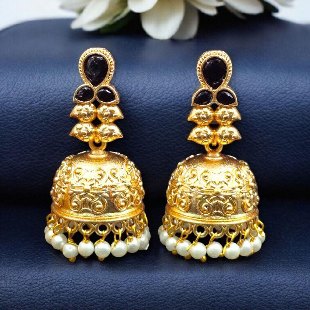 Maharani Jewels Grace Pota Stone And Pearl Jhumki Earrings