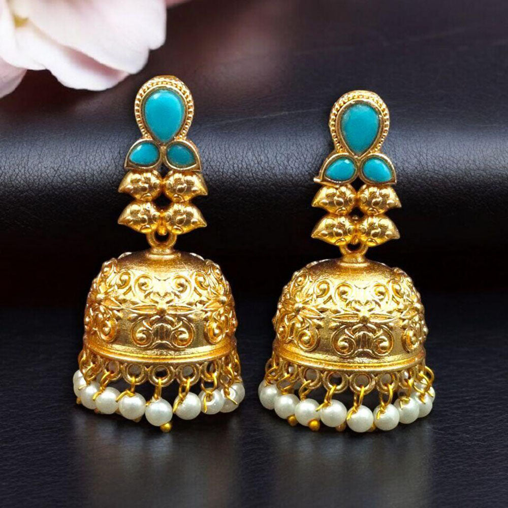 Maharani Jewels Grace Pota Stone And Pearl Jhumki Earrings