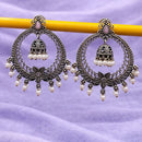 Maharani Jewels Oxidised Plated Grace Pota Stone And Pearl Jhumki Earrings