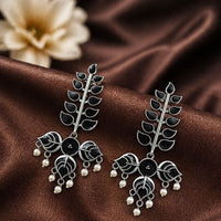 Maharani Jewels Oxidised Meenakari Pearl Dangler Earrings for Women