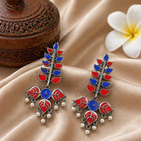 Maharani Jewels Oxidised Meenakari Pearl Dangler Earrings for Women