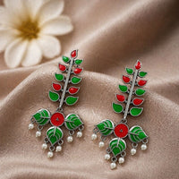 Maharani Jewels Oxidised Meenakari Pearl Dangler Earrings for Women