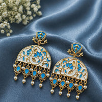 Maharani Jewels Oxidised Meenakari Pearl Dangler Earrings for Women