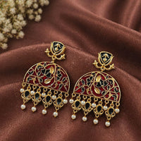 Maharani Jewels Oxidised Meenakari Pearl Dangler Earrings for Women