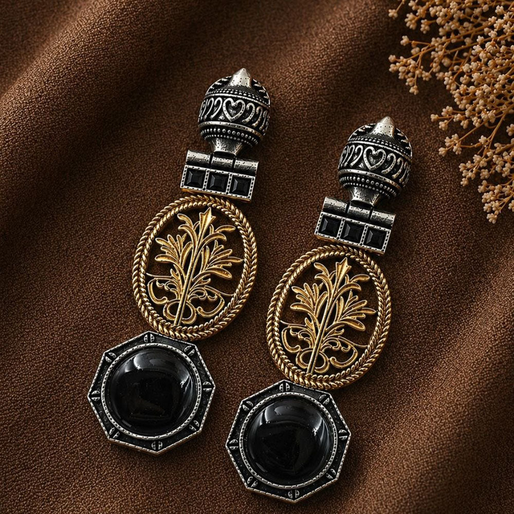 Maharani Jewels 2 Tone Plated Classic Pota Stone Dangler Earrings