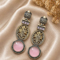 Maharani Jewels 2 Tone Plated Classic Pota Stone Dangler Earrings