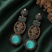 Maharani Jewels 2 Tone Plated Classic Pota Stone Dangler Earrings