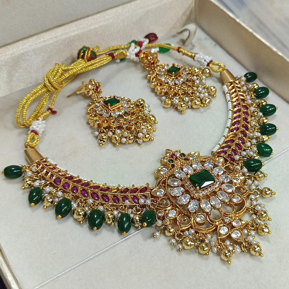 Maharani Jewels Royal Charm Pota Stone Necklace Set