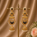 Maharani Jewels Ethnic Pearl And Pota Stone Jhumki Earrings