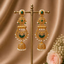 Maharani Jewels Ethnic Pearl And Pota Stone Jhumki Earrings