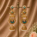 Maharani Jewels Ethnic Pearl And Pota Stone Jhumki Earrings