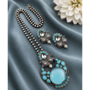 Maharani Jewels Oxidised Plated Pota Stone Long Necklace Set