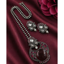 Maharani Jewels Oxidised Plated Pota Stone Long Necklace Set