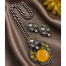 Maharani Jewels Oxidised Plated Pota Stone Long Necklace Set