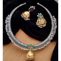 Maharani Jewels 2 Tone Plated Pota Stone And Pearl Necklace Set