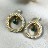 Maharani Jewels Elegance Pota Stone And Pearl Dangler Earrings